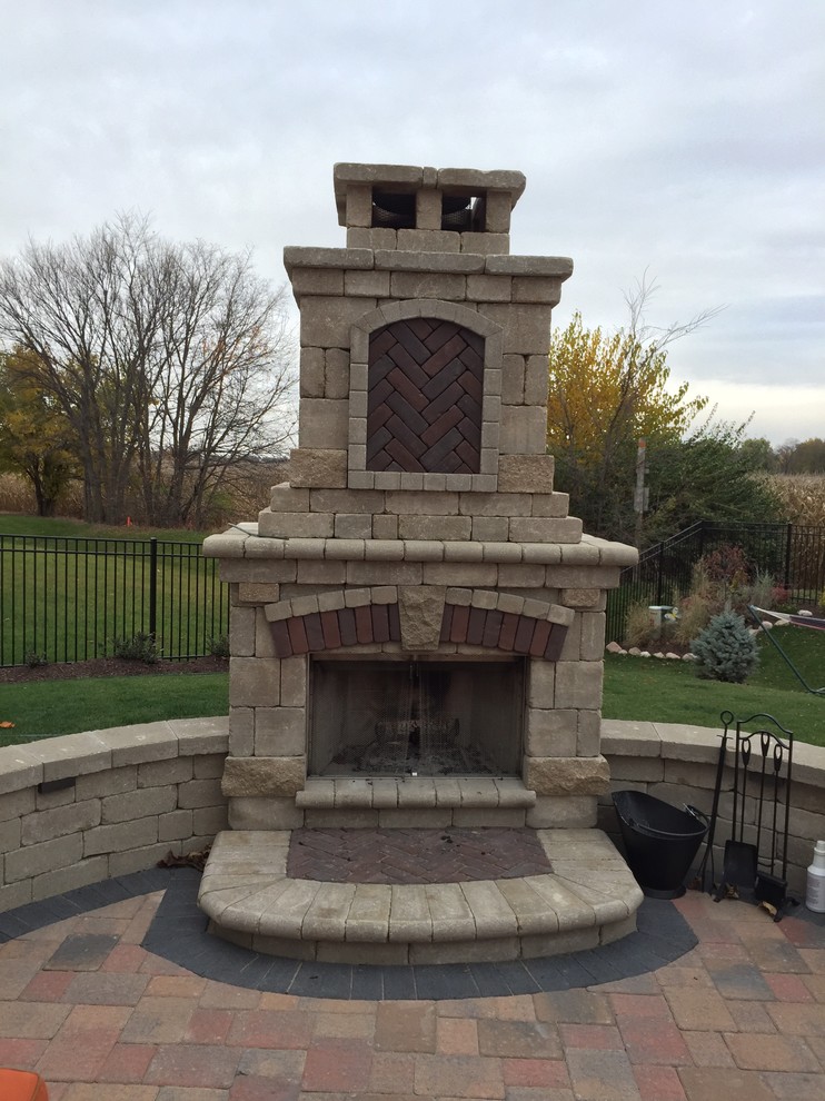 Yorkville Outdoor Living Area with Pergola & Fireplace Traditional