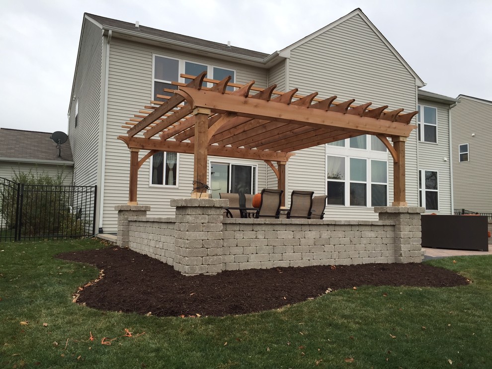 Yorkville Outdoor Living Area with Pergola & Fireplace Traditional