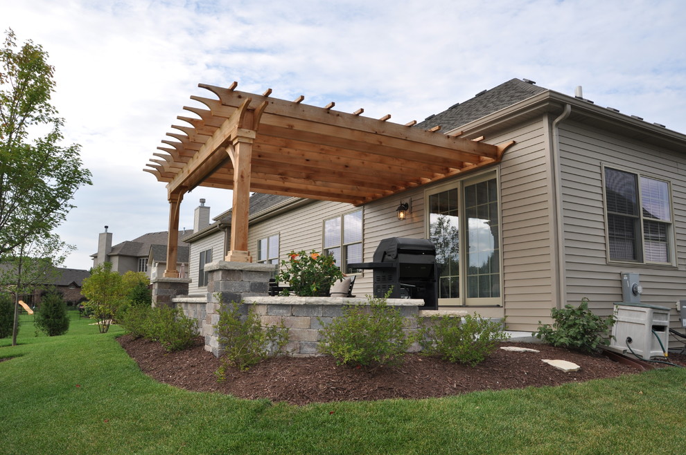 Yorkville - Pergola with Seat Wall & Driveway Borders - Traditional ...