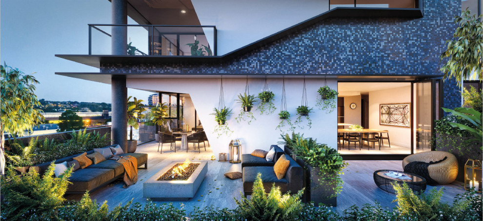 Свежая идея для дизайна: маленький спортивный, прямоугольный бассейн в доме в стиле модернизм для на участке и в саду - отличное фото интерьера