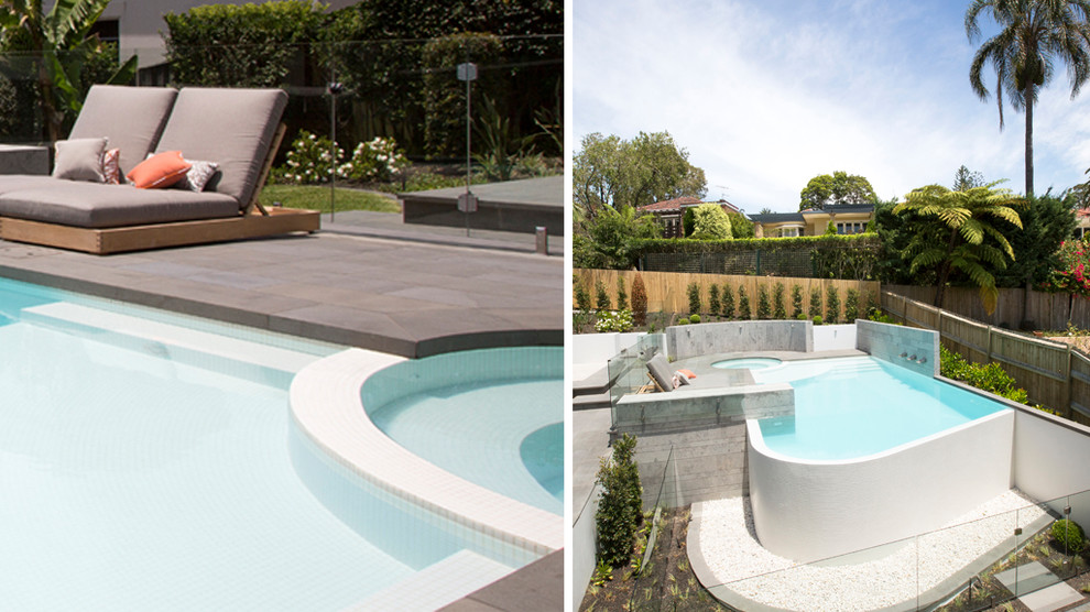 Inspiration for a large modern custom shaped swimming pool in Melbourne.