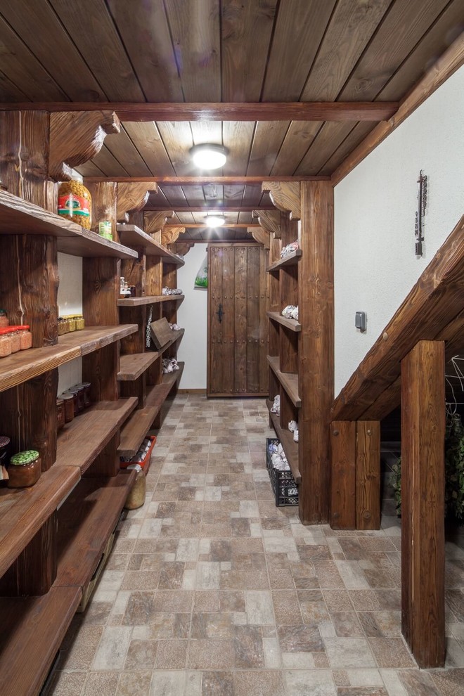 Inspiration for a medium sized rural kitchen in Moscow with ceramic flooring.