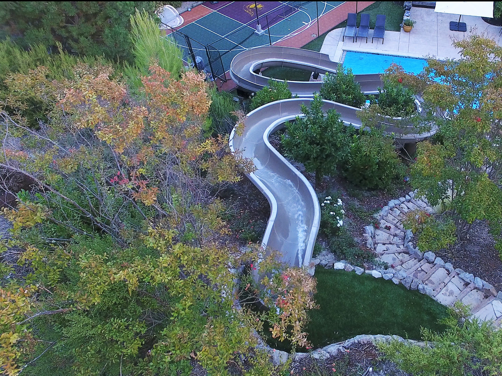 100' foot long family owned waterslide. Alamo, CA Traditional Pool