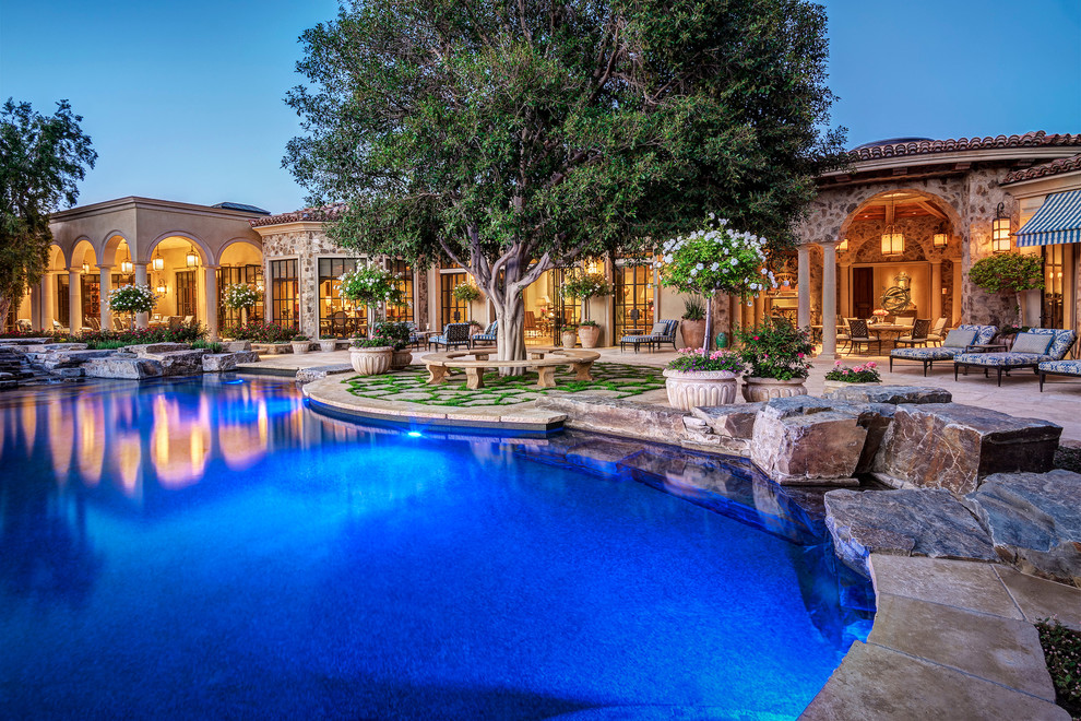 20,509 sf Traditional Tuscan Style Residence - Mediterranean - Pool ...