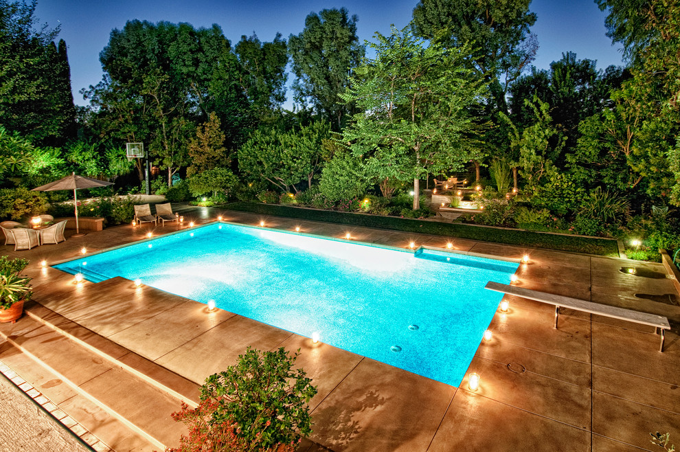 Photo of a mediterranean rectangular swimming pool in Orange County.