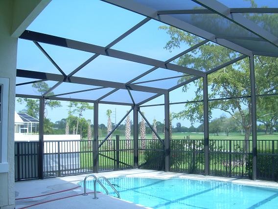 A-Frame Style Pool Screen Enclosure - Tropical - Pool - Miami - by