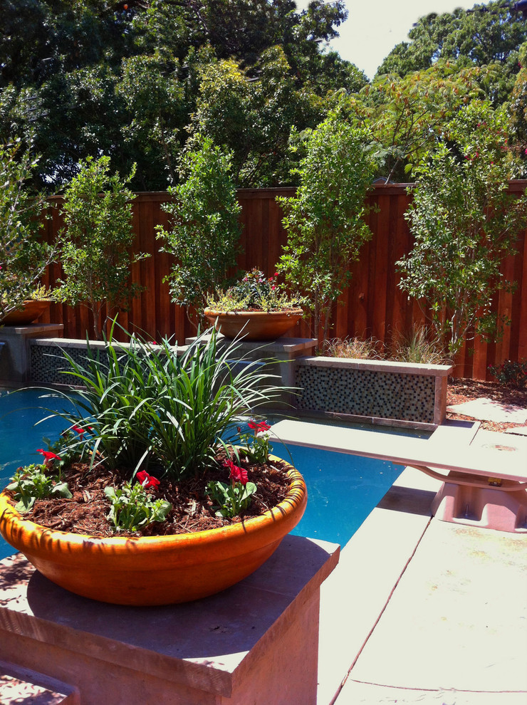 Inspiration for a large contemporary backyard concrete paver and custom-shaped lap hot tub remodel in Dallas