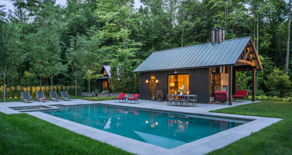 This is an example of a rustic swimming pool in Burlington.
