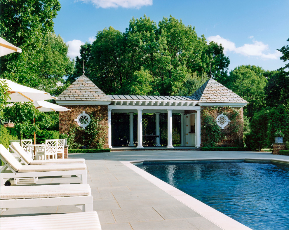 American Brick Georgian - Traditional - Pool - New York - by Charles ...