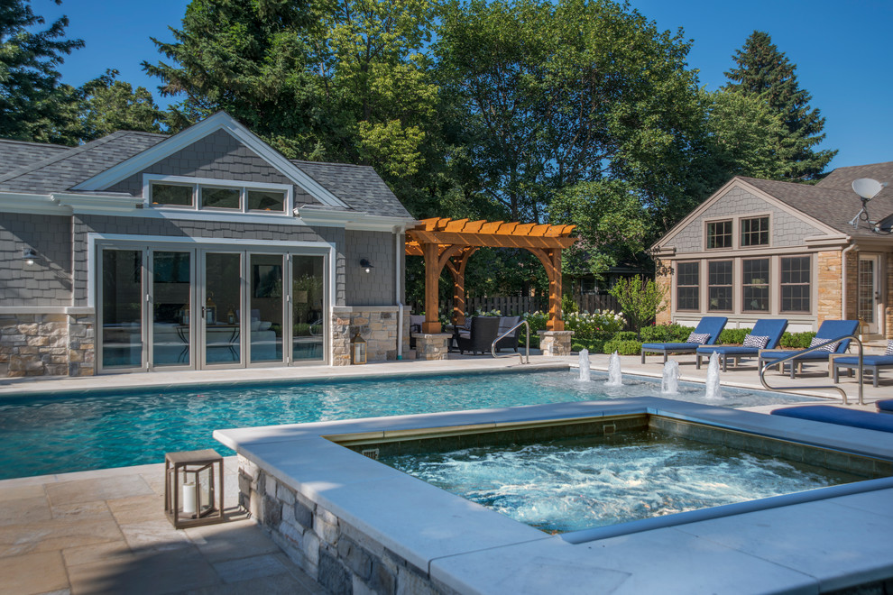 Arlington Heights, IL Swimming Pool and Separate Raised Hot Tub Traditional Pool Chicago