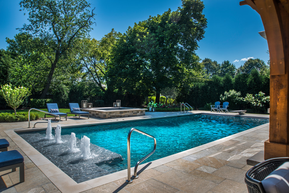Arlington Heights, IL Swimming Pool and Separate Raised Hot Tub