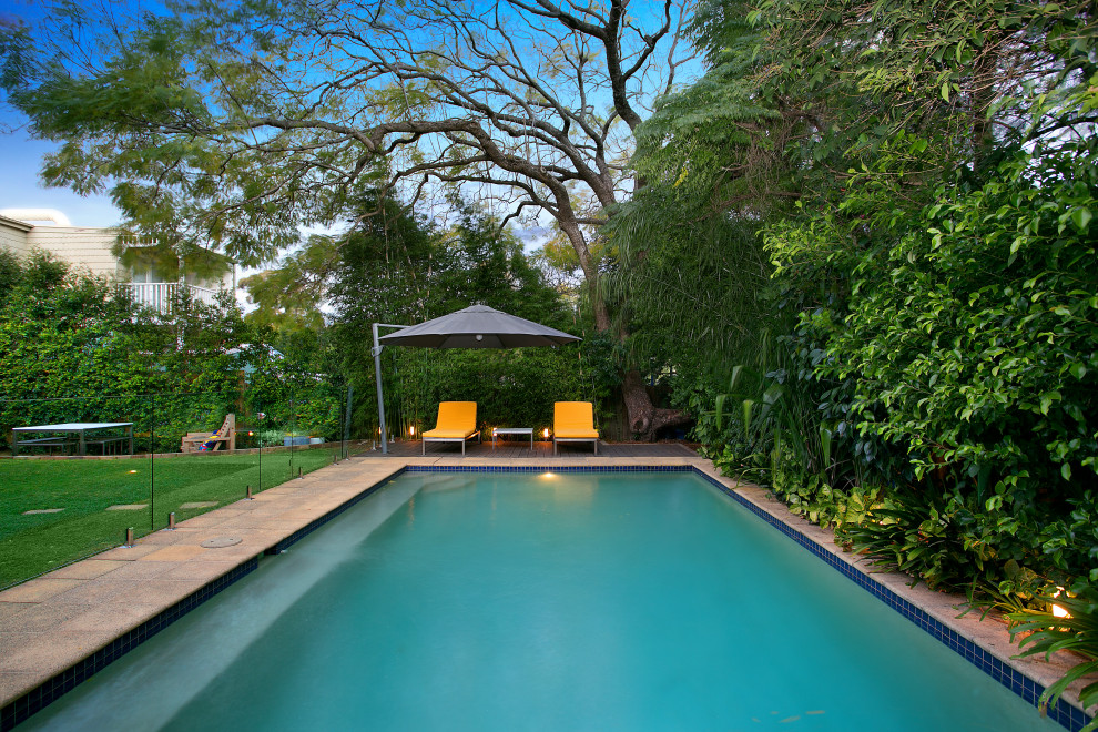 Elegant backyard pool photo in Sydney