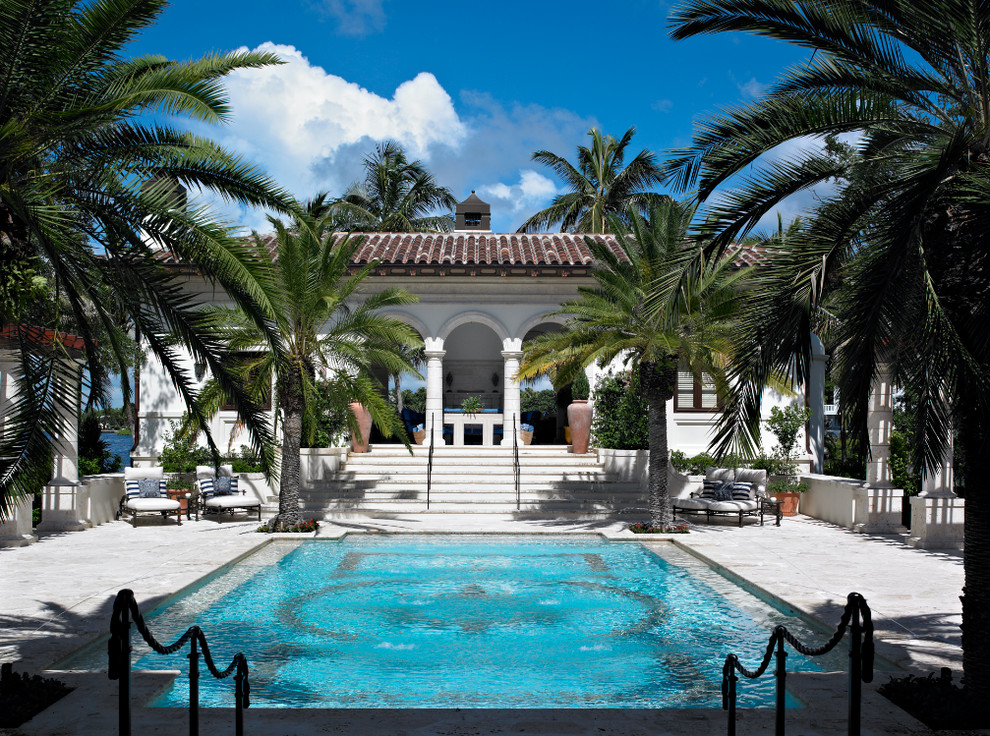 This is an example of a mediterranean swimming pool in Miami.
