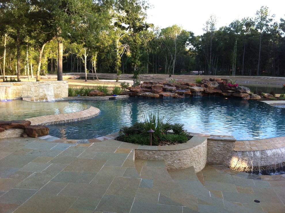 Inspiration for a tropical pool remodel in Houston