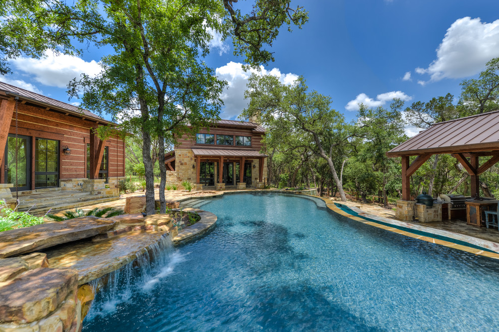 Beach Entry Infinity Pool In Boerne, TX Rustic Pool Austin by