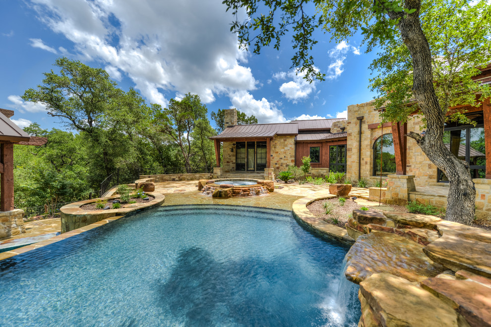 Beach Entry Infinity Pool In Boerne, TX Rustic Pool Austin by