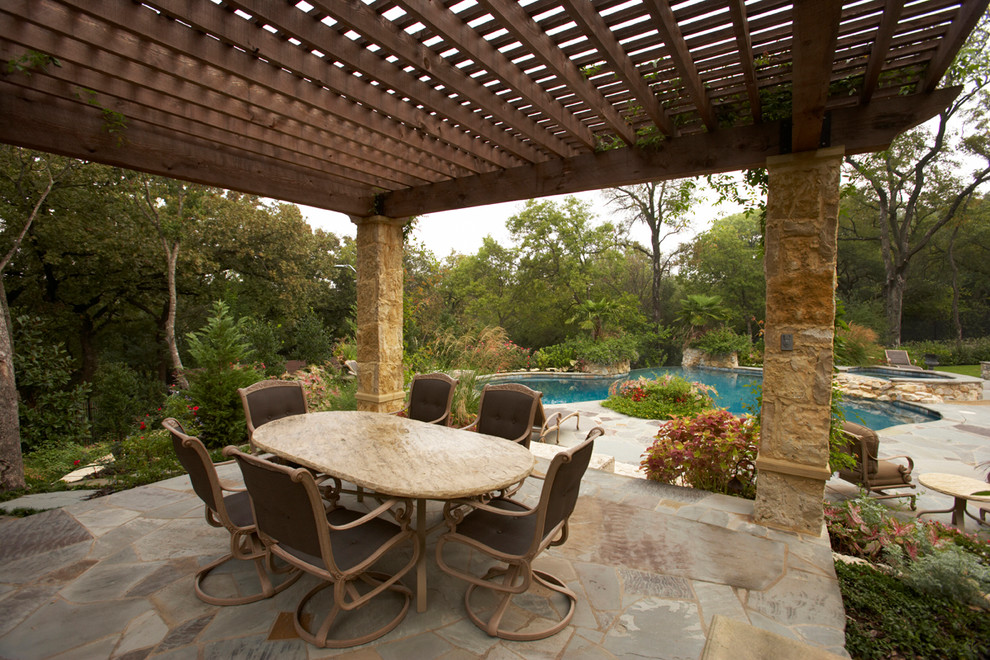 This is an example of a mediterranean patio in Dallas.
