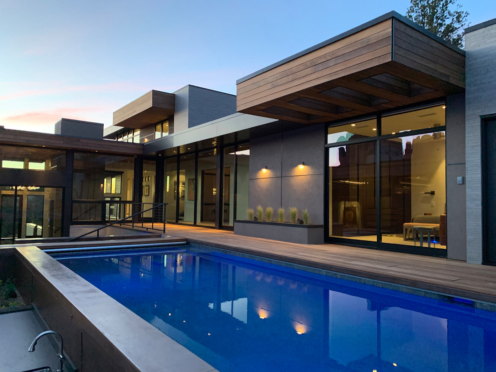 Pool - large contemporary pool idea in Phoenix