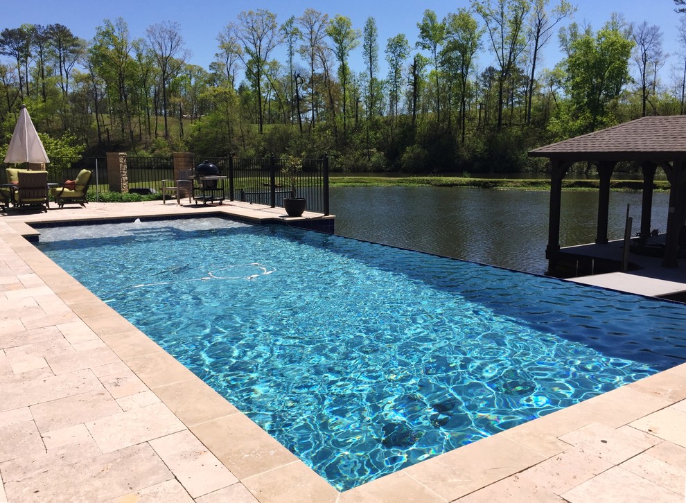 Birmingham, AL Infinity Pool with Tanning Ledge & Outdoor Fireplace