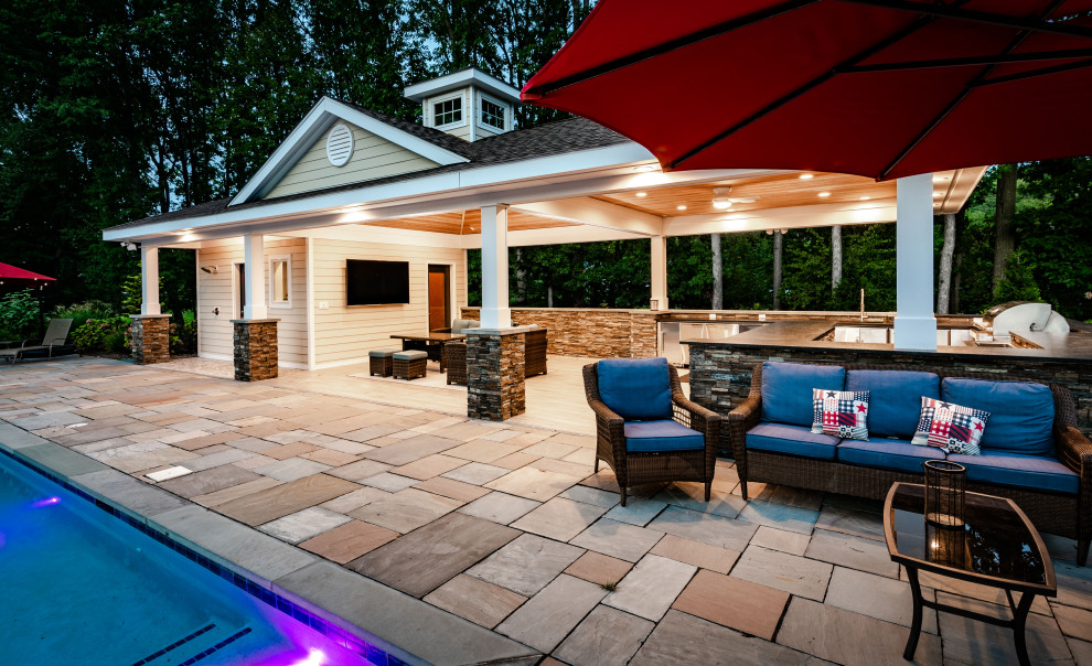 Blauvelt New Pool House Cabana Beach Style Patio New York by