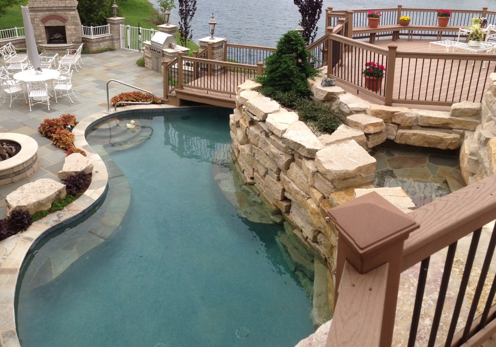 Bolingbrook Natural Stone Pool and Landscape Pool Chicago by JJ