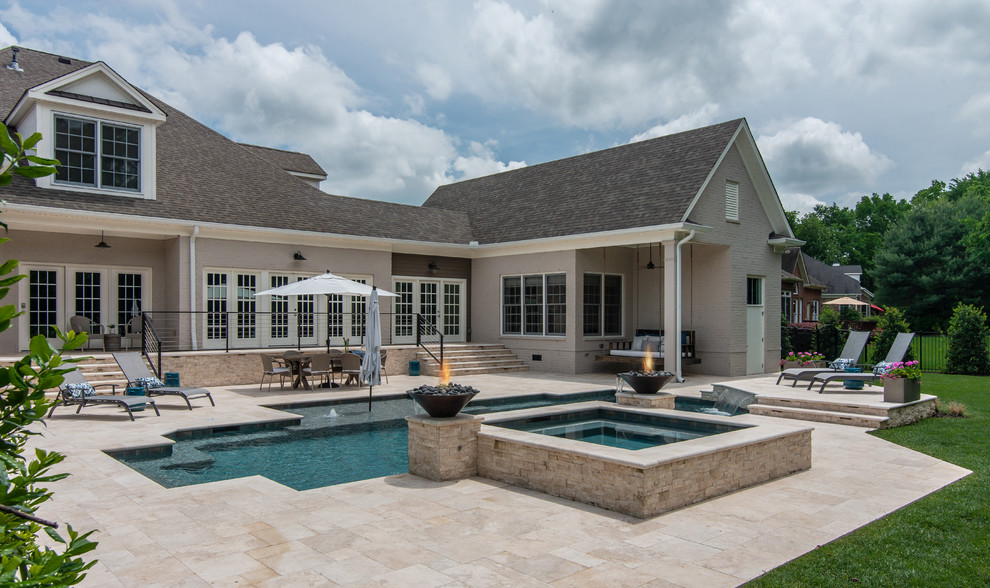 Inspiration for a mid-sized transitional pool remodel in Nashville