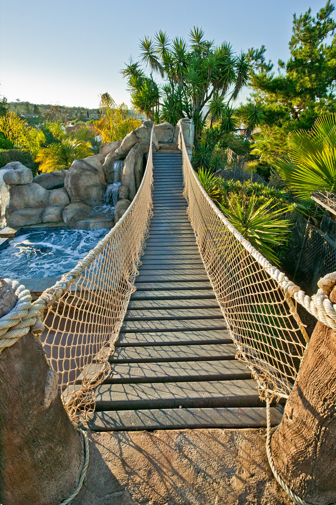 Design ideas for a world-inspired natural swimming pool in San Diego.