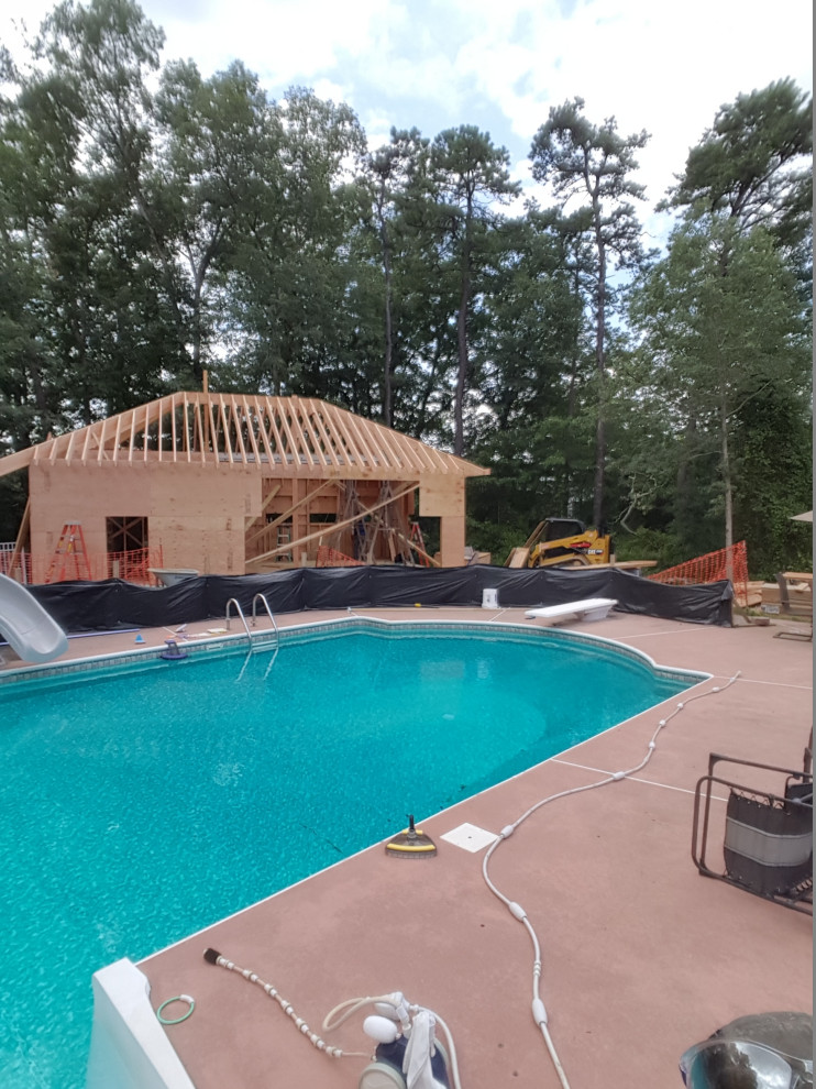 Cette image montre un Abris de piscine et pool houses arrière.