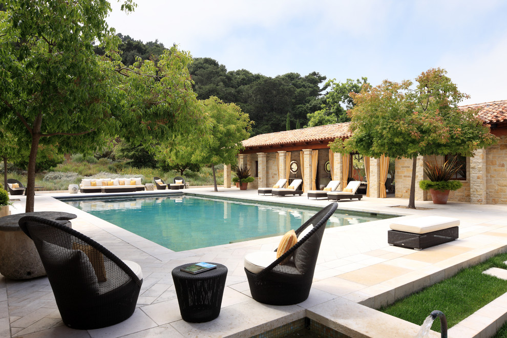 Inspiration for a large mediterranean rectangular pool remodel in San Francisco