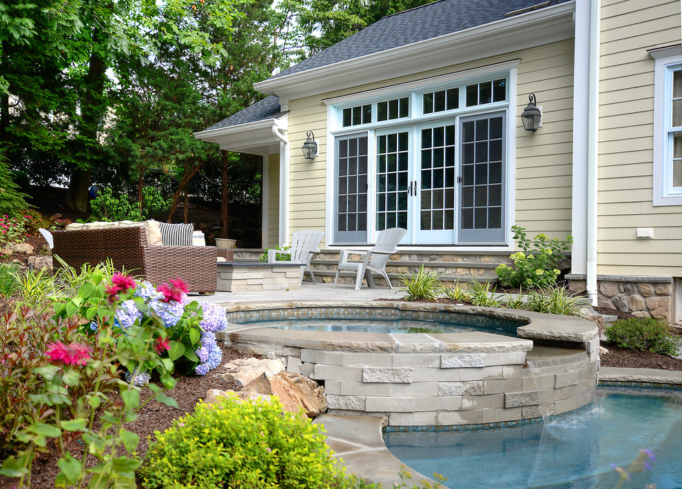 Inspiration for a small timeless pool remodel in New York