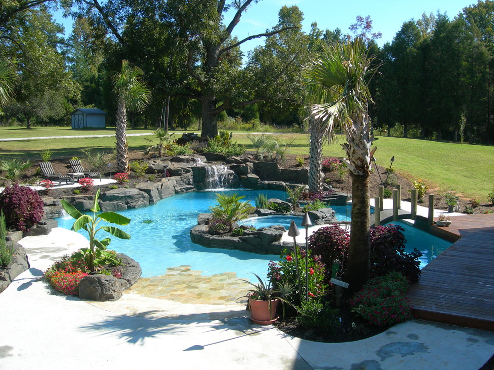 Pool - tropical pool idea in Charlotte