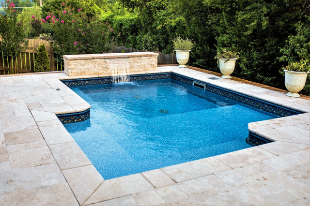 Chattanooga Cocktail Pool And Travertine Patio American Traditional Swimming Pool Other By Full Circle Land Design Llc Houzz