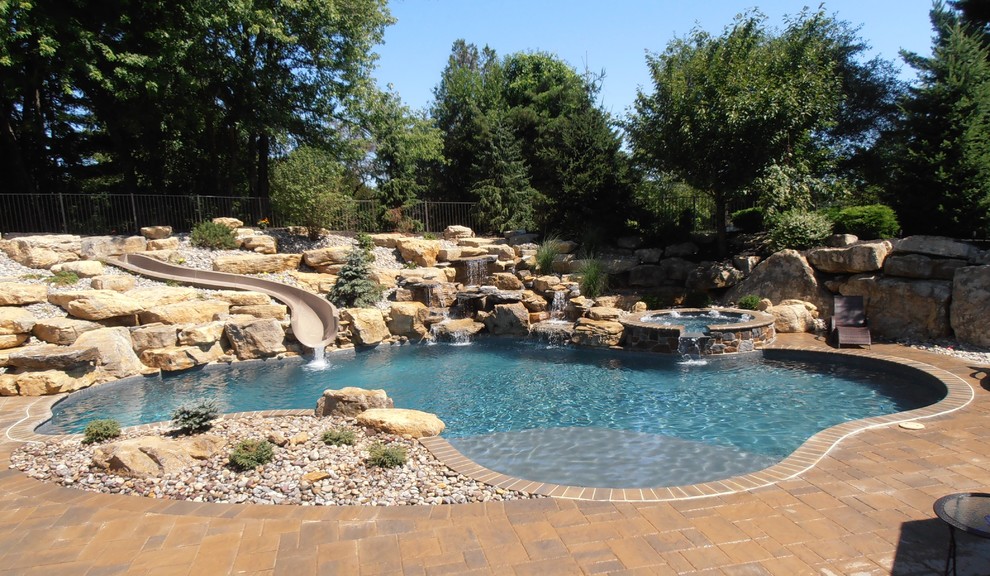 City of Allentown custom salt water pool with spa, slide, sunshelf ...