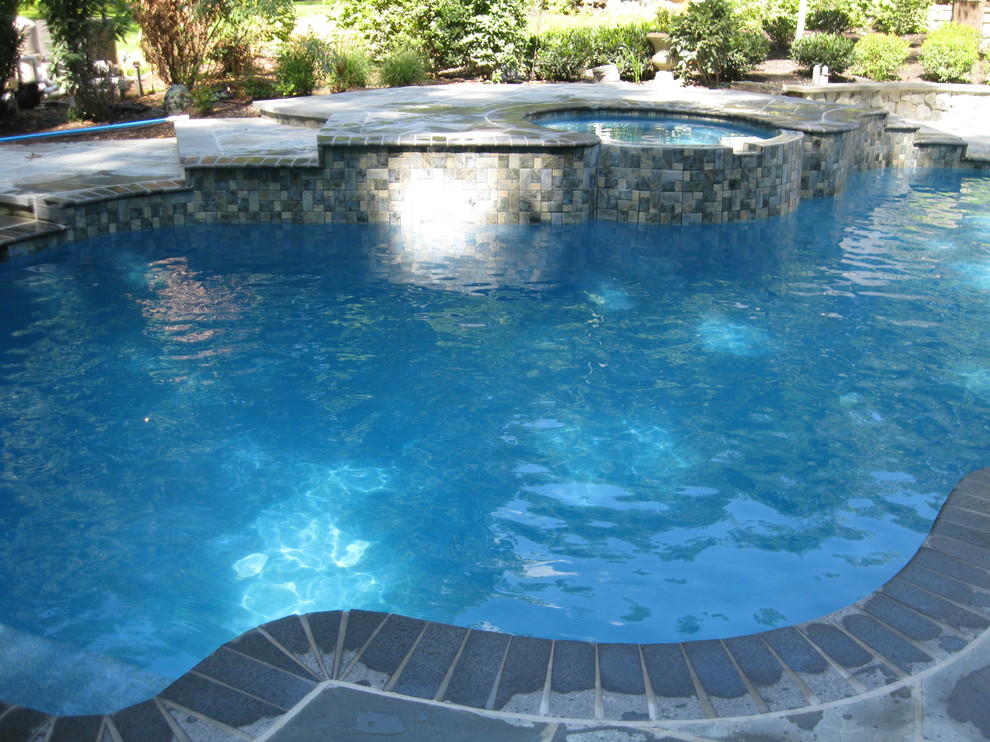 Modelo de piscina actual a medida en patio trasero