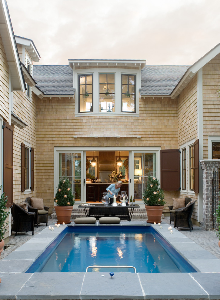 Pool - small victorian courtyard pool idea in Atlanta