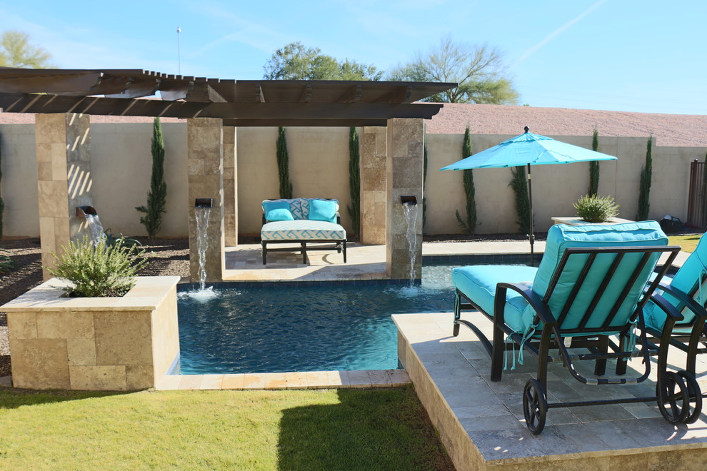 Inspiration for a small modern courtyard stone and custom-shaped natural pool remodel in Phoenix