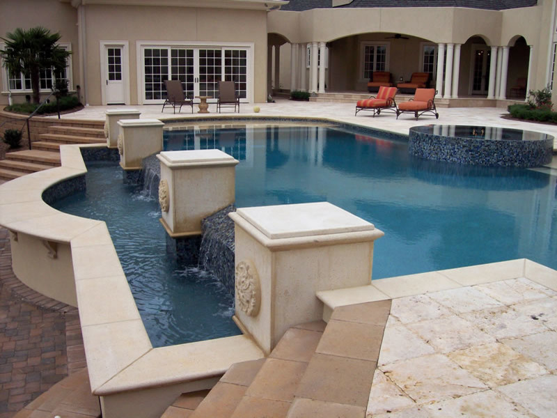 Design ideas for a mediterranean swimming pool in Charlotte.