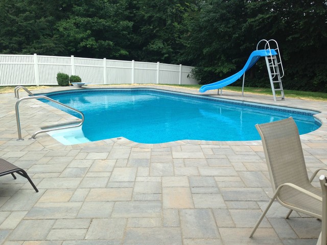 Concrete Overlay With Techo Bloc Pavers Clásico Renovado Piscina