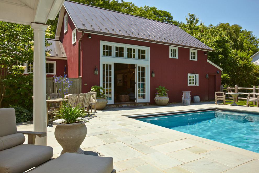 Connecticut Barn and Pool House Farmhouse Pool New York by EPiC