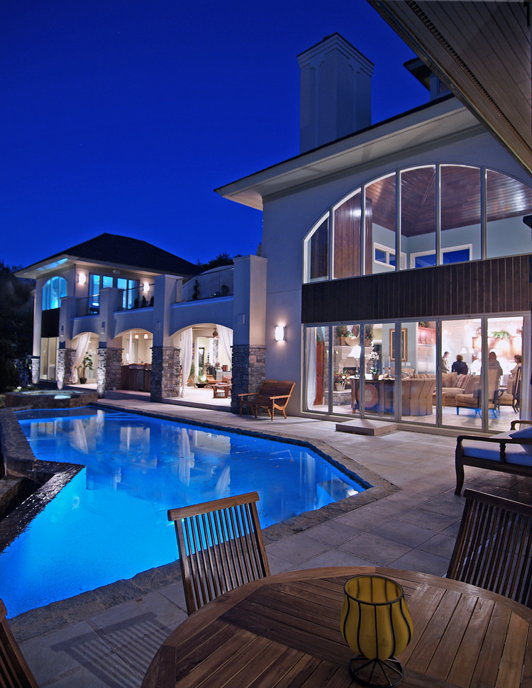 Inspiration for a contemporary pool remodel in Charlotte