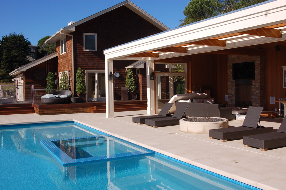 Transitional pool photo in San Francisco with decking