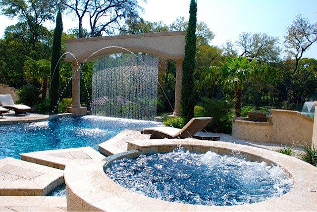 Inspiration for a mediterranean pool remodel in Dallas