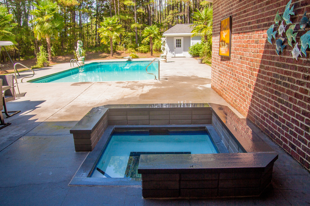 Contemporary Spa + Fireplace Contemporary Pool Raleigh by Currin Outdoor Living Houzz