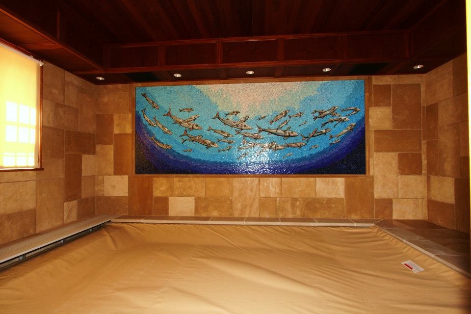 Photo of a small world-inspired indoor rectangular lengths swimming pool in Denver with tiled flooring.