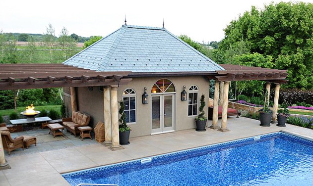 Corcoran Pool House Mediterranean Swimming Hot Tub Minneapolis By Edgework Design Build Houzz Ie - How Much To Build A Pool House With Bathroom
