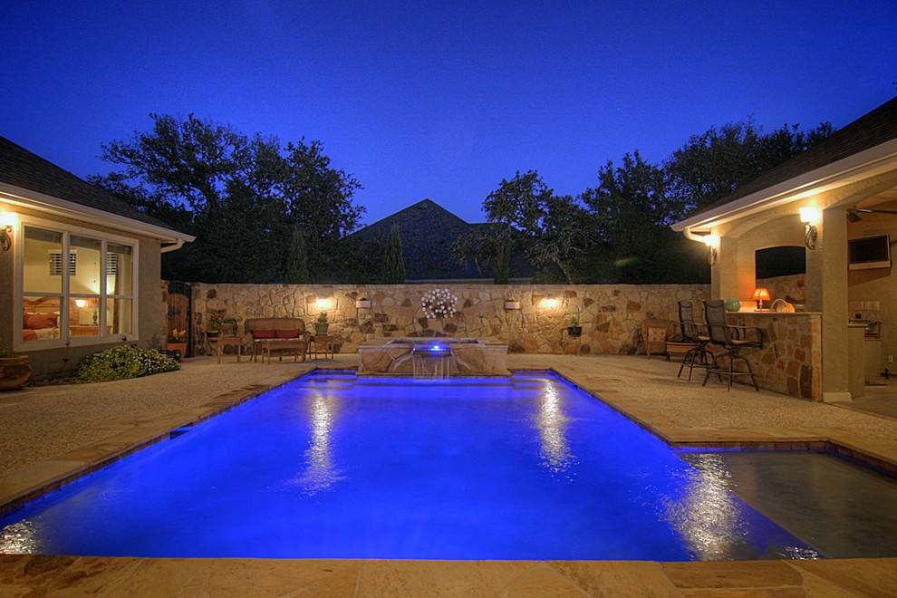 Mediterranean swimming pool in Austin.