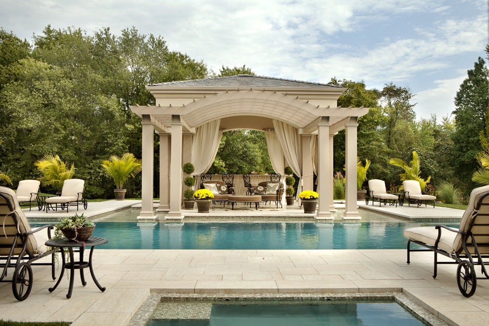 Inspiration for a timeless backyard rectangular hot tub remodel in Philadelphia