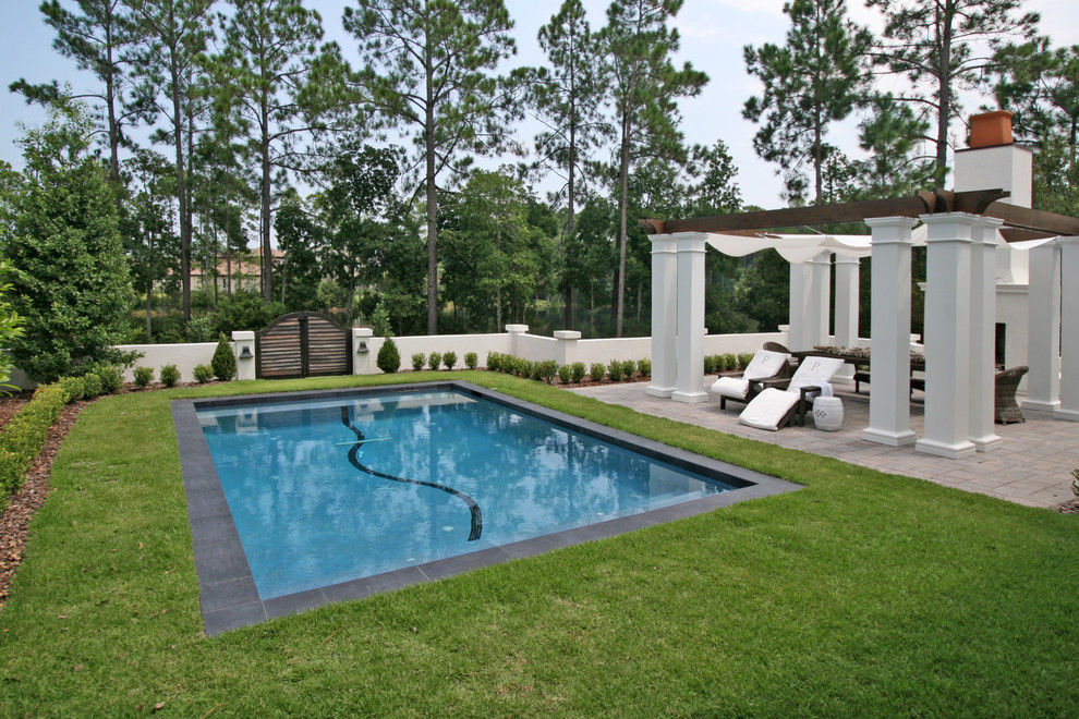 Design ideas for a mediterranean rectangular swimming pool in Jacksonville.