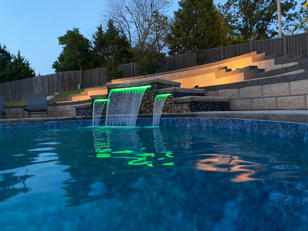 Custom Lagoon shaped polymer vinyl liner pool with Multi-level ...