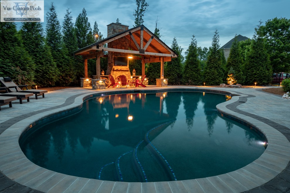Custom Pool and Outdoor living space in Winston Salem Craftsman Pool Other by Vue Custom